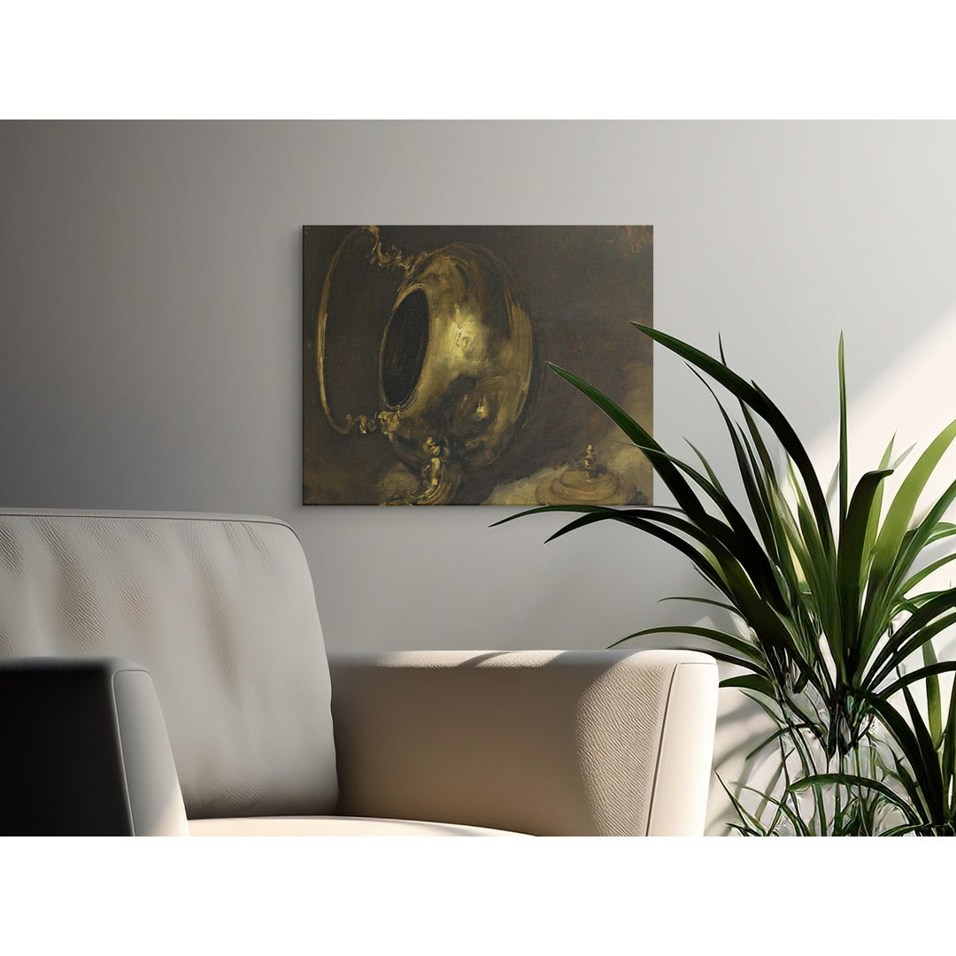 Antique Still Life Canvas Wall Art, Golden Teapot, Gallery Wrapped, Ready to Hang, Vintage Home Decor, Archival Quality Canvas Prints