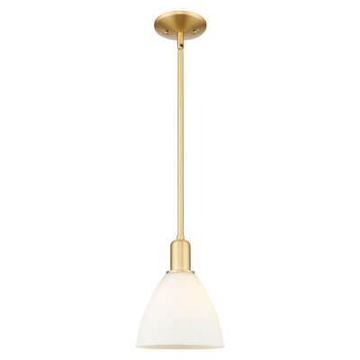 Arcadia - Bristol - 1 Light 8" Stem Hung Mini Pendant - Satin Gold Finish - Matte White Shade