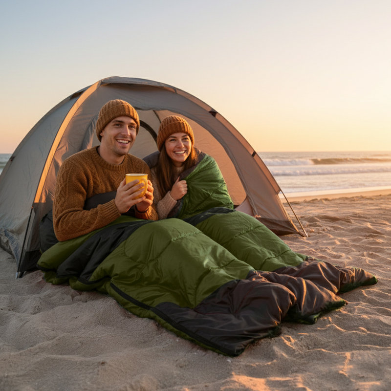 Sac de couchage chauffant vert 1500G 82 po x 34 po - imperméable et respirant avec 3 réglages de chaleur (de -10 ° C à 10 ° C)