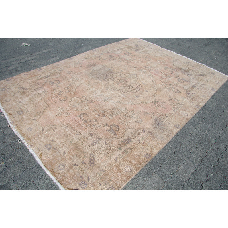 Tapis Oushak antique en laine pastel - grand revêtement de sol décoratif de style Anatolien