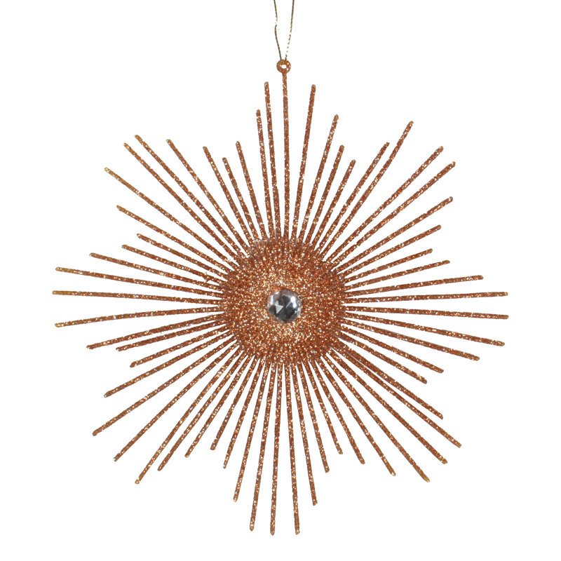 Ornement en forme de flocon de neige scintillant de 6,5 po, Or rose