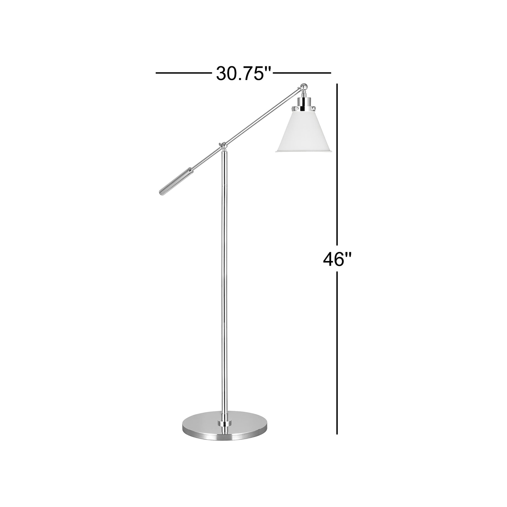 46'' Floor Lamp, Silver, Black