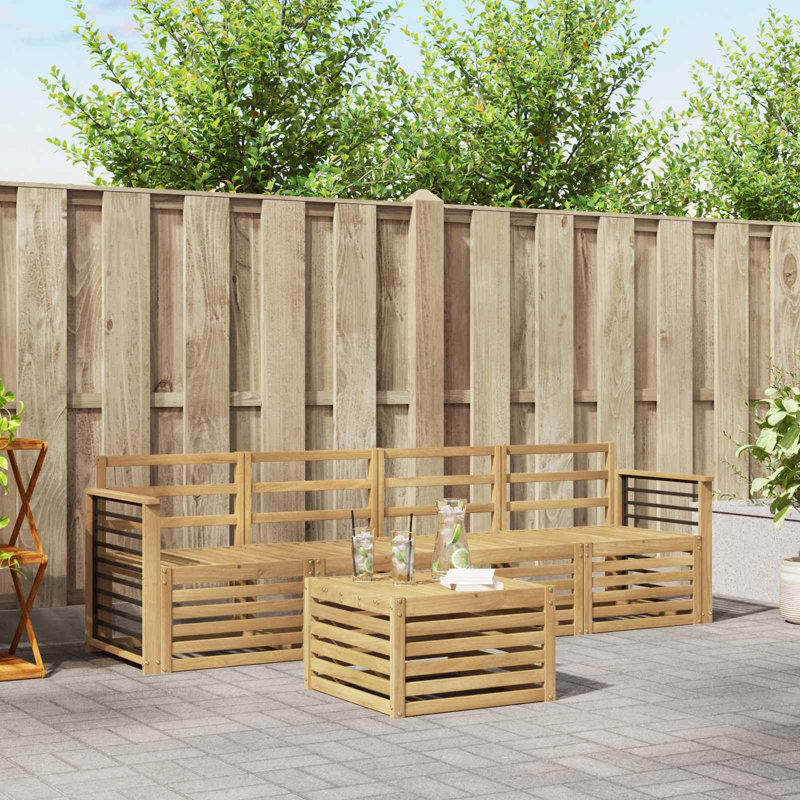  Outdoor Sofa Set 5 Pcs Solid Acacia Wood Sectional Garden Furniture