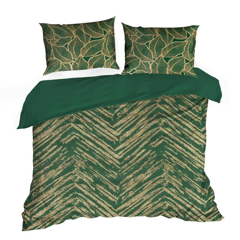 Garred Cotton Chevron / Zig Zag Duvet Cover Set with Pillowcases, Dark Green, Kingsize - 2 Pillowcases (70 x 80 cm)