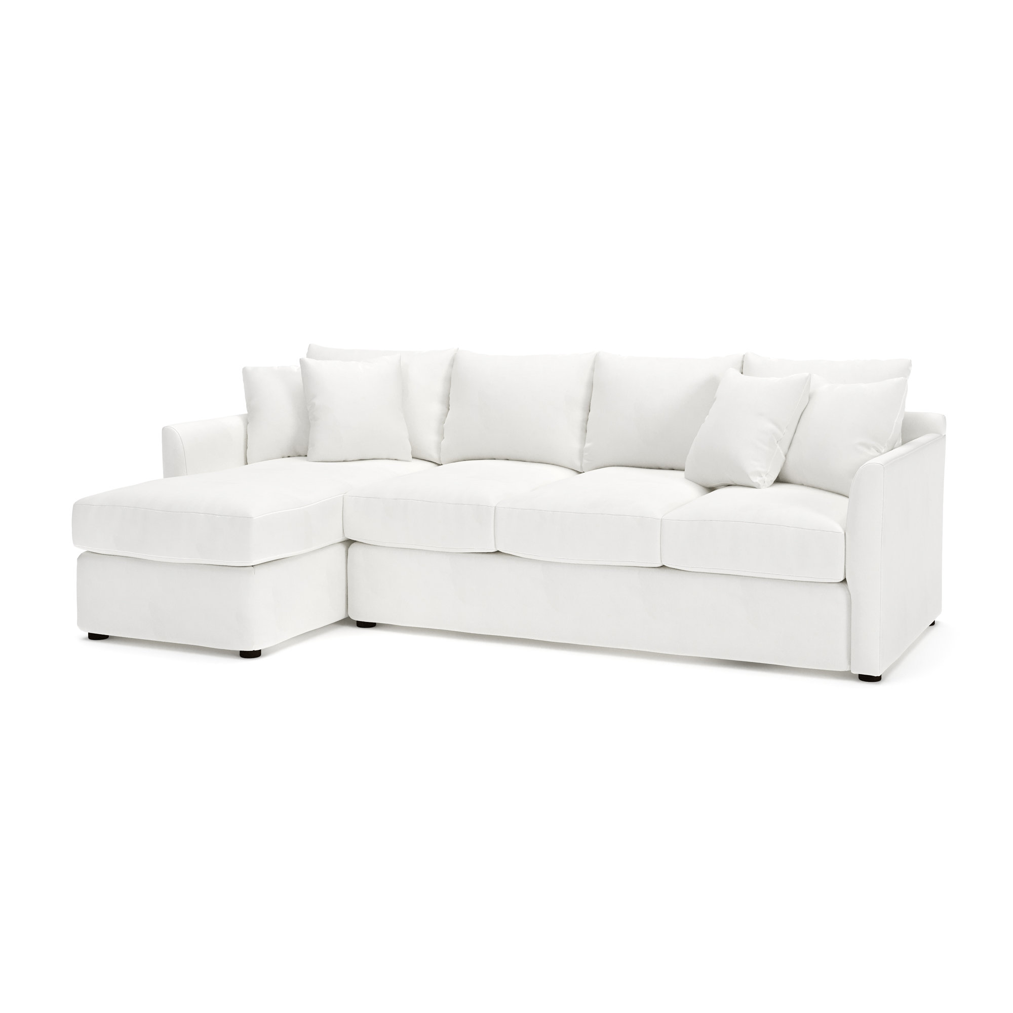 Cecelia Upholstered Chaise L-Sectional, Classic Bleach White Twill, Left Hand Facing