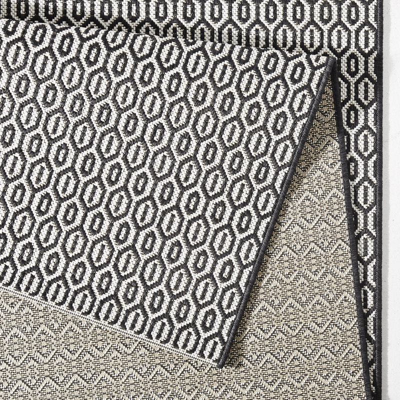 Meadow Flatweave Black Rug, Rectangle 140 x 200 cm