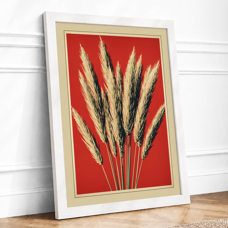 Wheat Sheaf Botanical - Framed Print, A1 - 84.1 x 59.4 cm, White