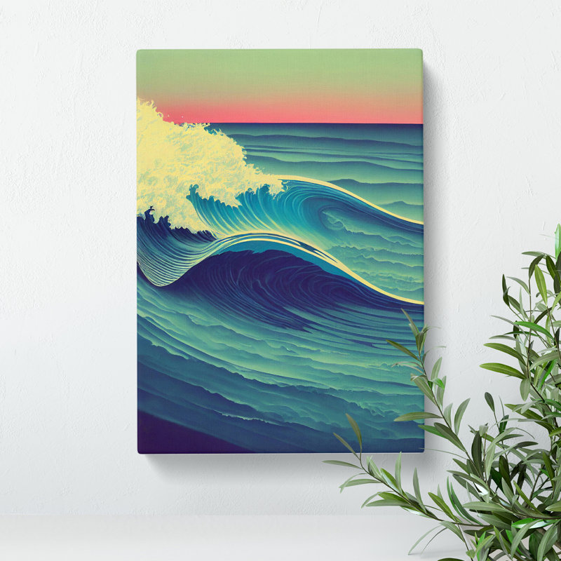 Sunset Ocean Wave No.5 - Wrapped Canvas Print, 60cm H x 35cm W x 3cm D