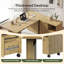 Bureau d'ordinateur en L Aayat avec classeur mobile, bureau à cannelures moderne avec 3 tiroirs et rangement ouvert, poste de travail réversible en coin-131449352