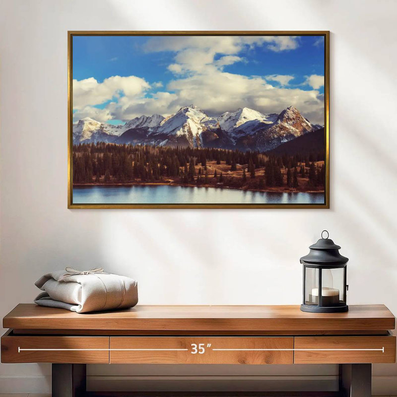 Rocky Mountain Landscape, 25" X 17", Floating Frame Gold