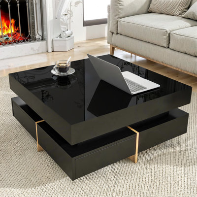 Table basse moderne à 4 tiroirs ultrabrillante
