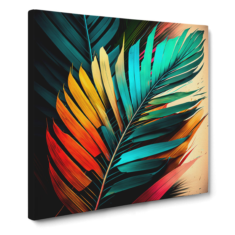 Palm Leaf Colour Field - Wrapped Canvas, 50cm H x 50cm W x 3cm D