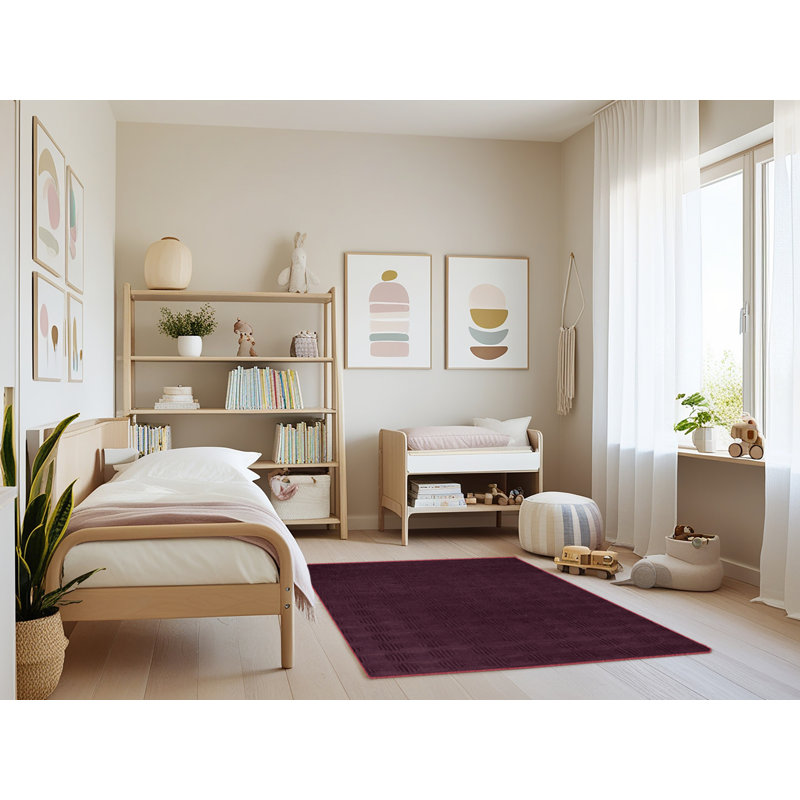 Machine Washable Trellis Red Area Rug, Rectangle 3' x 5'