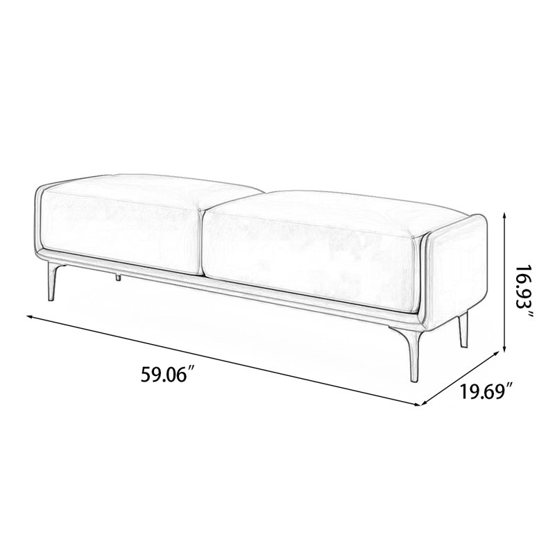 Banc rembourré, Bleu / beige