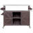 Outdoor Kitchen Island Grill Cart, Rolling Bar Cart With Storage Cabinet, Farmhouse Solid Wood Stainless Steel Top, Spice & Towel Rack, Dark Brown-1449566258