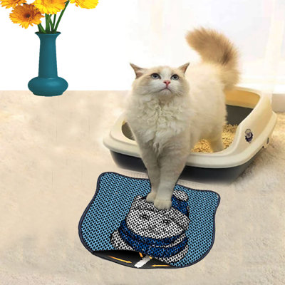 Tapis de litière durable pour chat, 15,7 po x 19,7 po | 50% PVC / 50% polyester, lavable à la machine et passer l'aspirateur | Parfait pour un nettoyage facile, conception antidérapante pour garder votre maison propre et fraîche, idéal pour les propriétaires d'animaux de compagnie