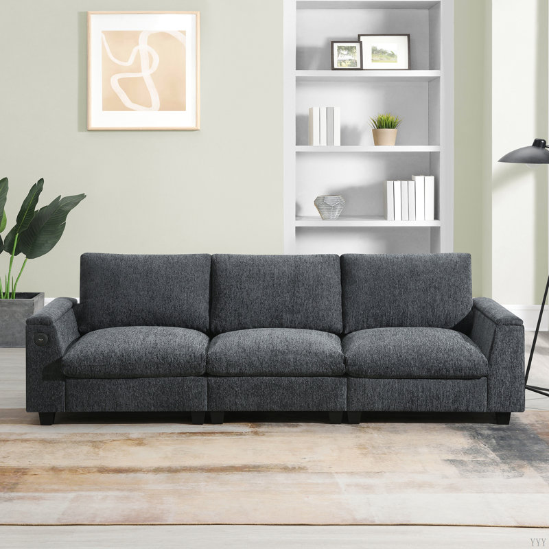 Canapé modulaire avec haut-parleur Bluetooth, ensemble de canapé Comfy Cloud avec table rabattable, porte-gobelets, chargeur USB
