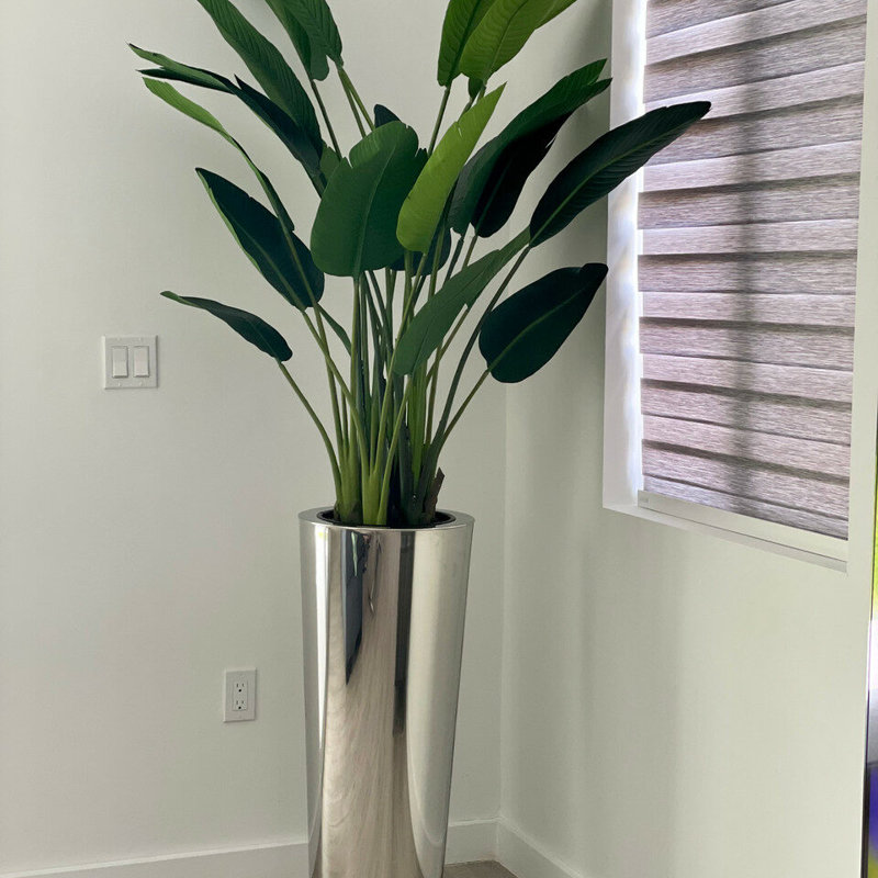 Handmade Metal Planter, 28" H x 14" W x 14" D, Silver