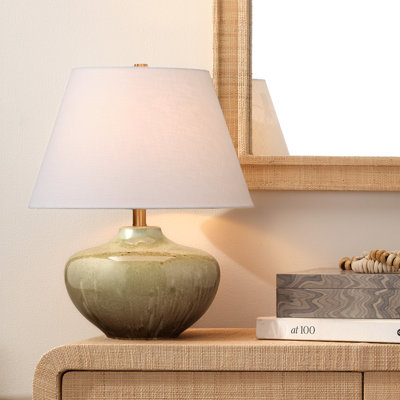 Monroe Ceramic Table Lamp, Olive Green
