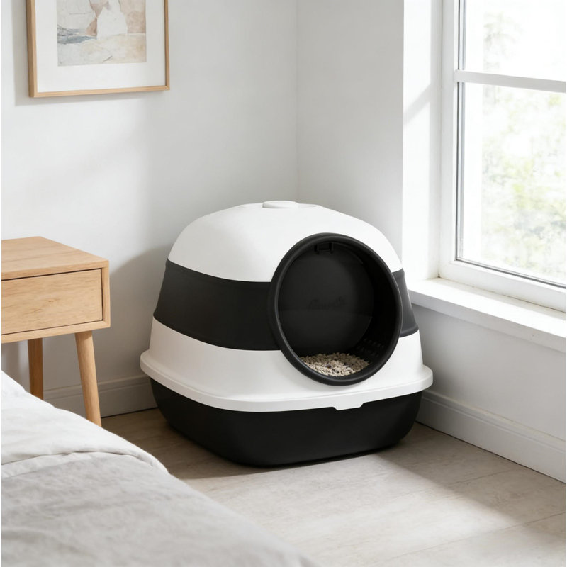 Litière pour chat, litière avec couvercle, Noir
