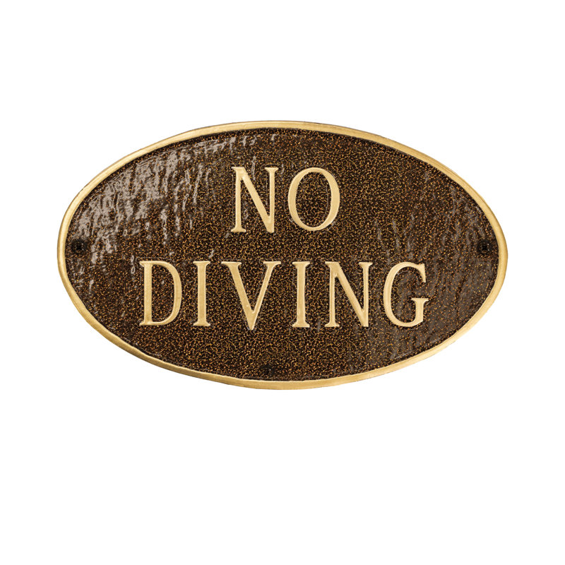 Plaque ovale standard No Diving - bronze martelé, Bronze martelé