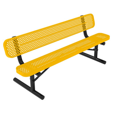 Bench, Textured Black, Expanded, 6Ft, With Back, Portable