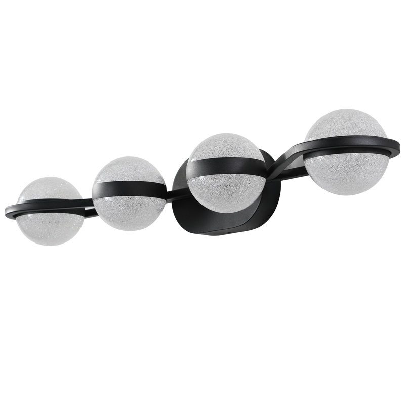 Meuble-lavabo de salle de bain - 4 ampoules à abat-jour en verre givré avec éclairage gracieux mural noir, 4