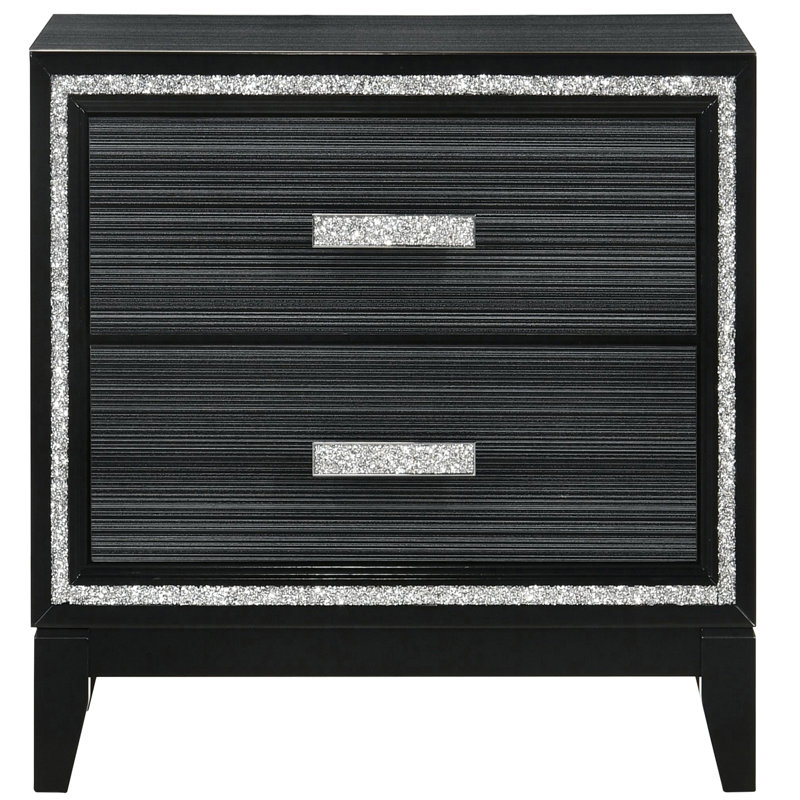 Chambre 2 - Table de chevet en noir patiné - Rangement contemporain avec fonctionnalité