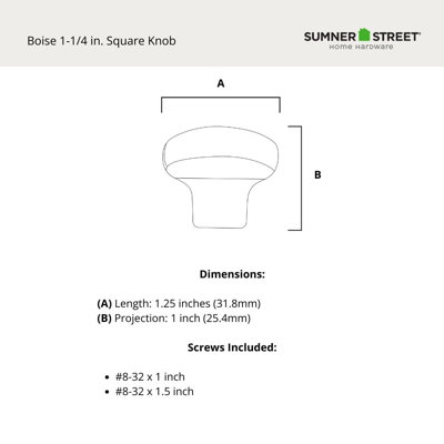  Boise 1 1/4" Satin Brass Square Knob