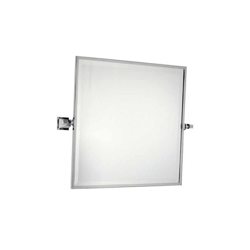 Time Flat Metal Beveled Wall Mirror, Chrome