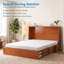 Lit escamotable Queen en bois massif avec station de chargement USB et tiroir de confidentialité pour chambre d'amis-1776168724