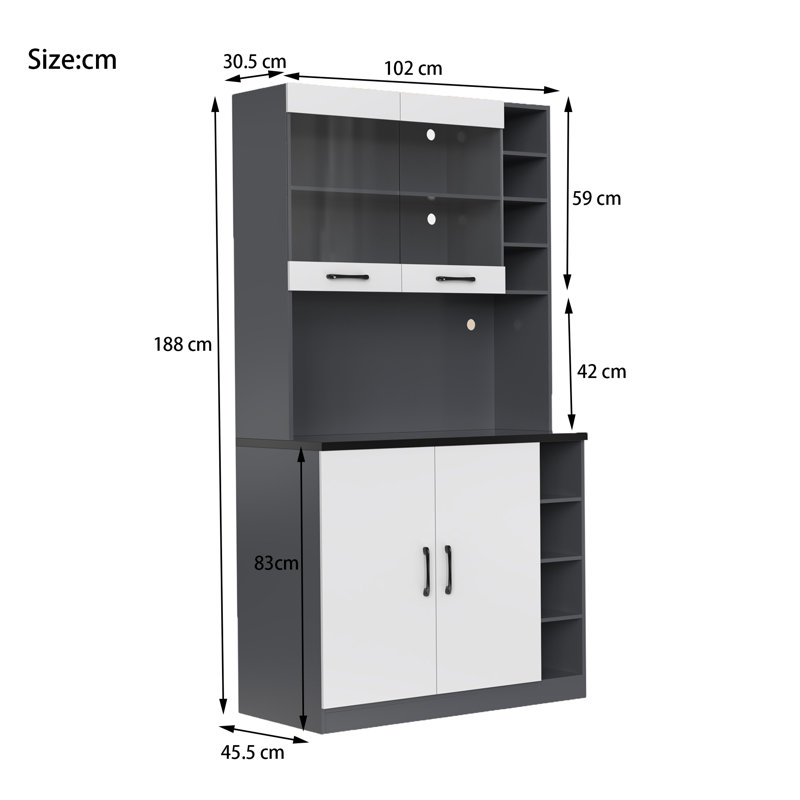 188cm Kitchen Pantry, White