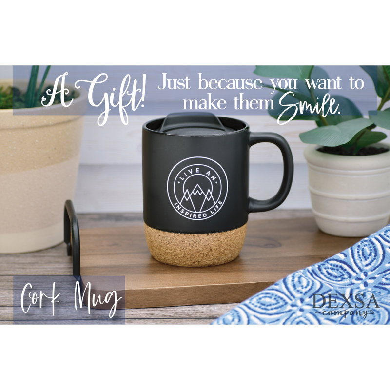 Tasse de fond en liège avec couvercle Live An Ispired Life Designer - 14 oz