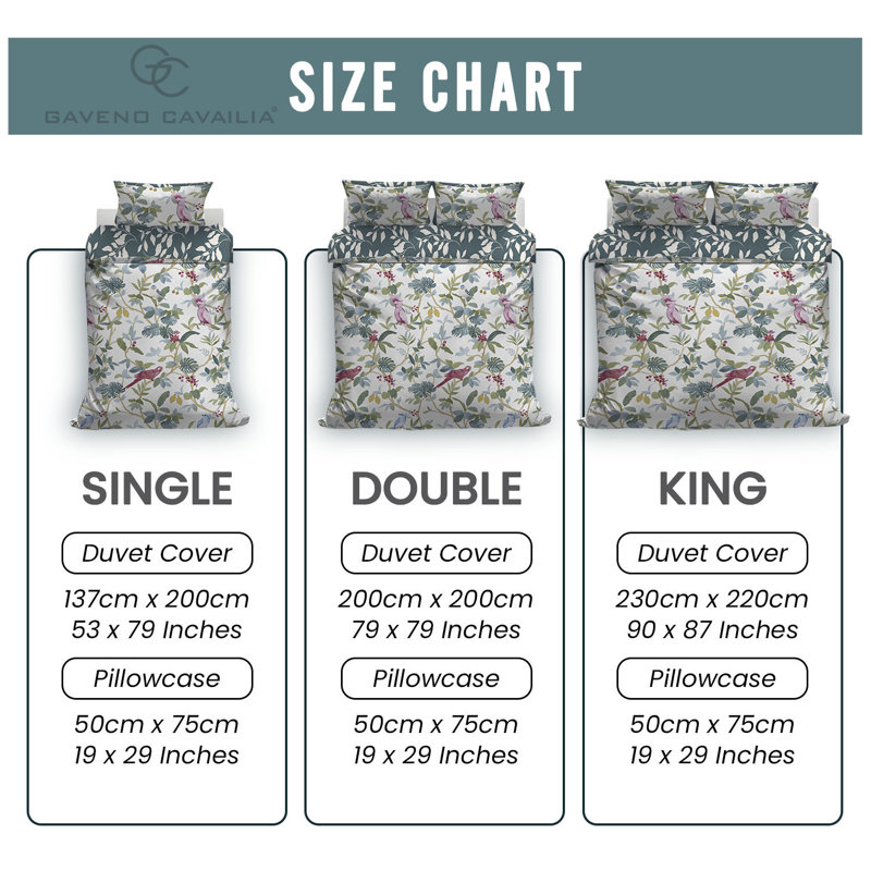 Botanical Floral Duvet Cover Set Polycotton Fabric with Matching Pillowcases, Sinlge Double King, King