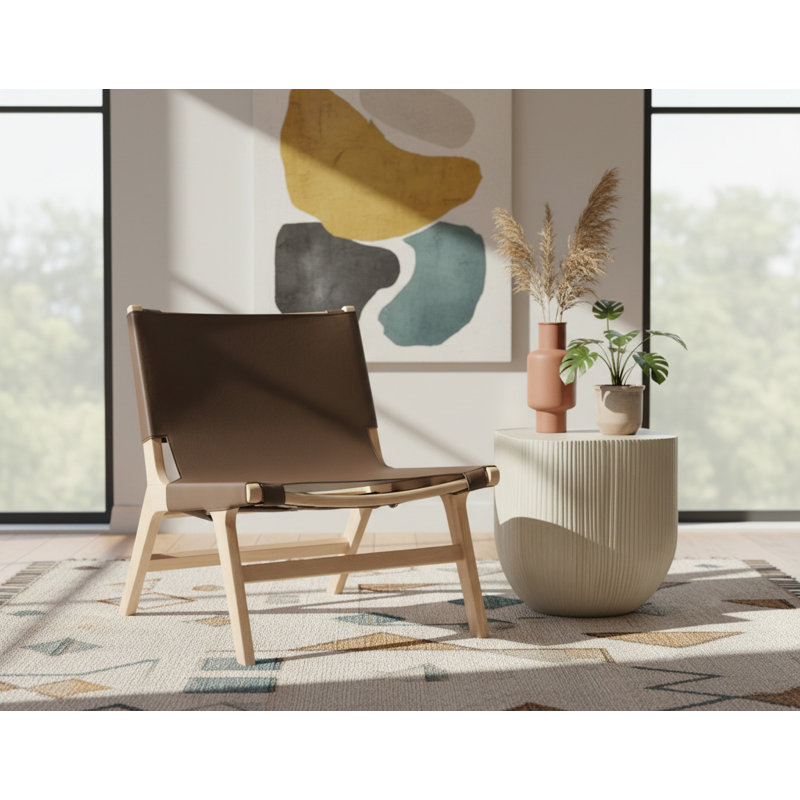 Fauteuil d'appoint en cuir Rawlins, Cuir brun végétalien, Naturel