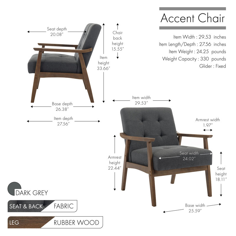 Chaise d'appoint Keltie, Mélange de polyester gris foncé