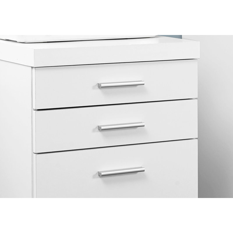 White Laminate Rolling File Cabinet, Storage Drawers For Office Work And Printer Stand Accessory Cabinet On Frame, Laminate,