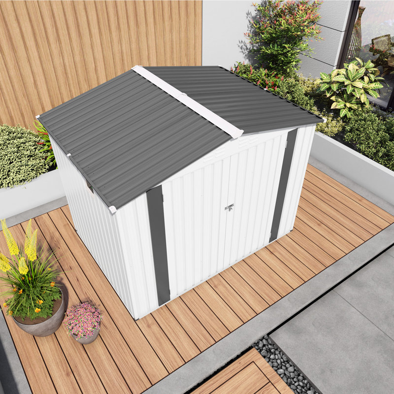 Remise de rangement en métal pour l'extérieur, 8 pi x 6 pi, boîtier pour animaux de compagnie - Rouille, aucune aide professionnelle pour l'assemblage du mini atelier, instructions graphiques