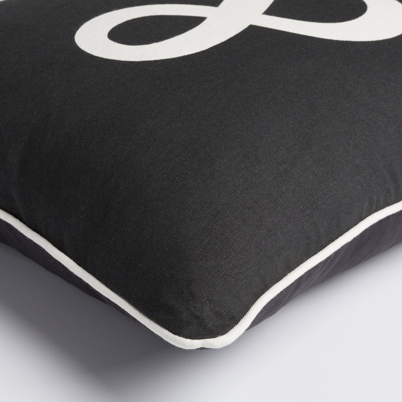 Housse de coussin en coton Manylath, Noir / Blanc, Polyester / Bourre en polyester, 20" H x 20" W