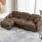 Pleated Chenille Fabric 3-Seater Modular Sofa, L-Shape Sectional Couch with Ottoman, High-Density Cloud Foam Seat, Curved Round Armrests & 2 Round Throw Pillows-1655887267