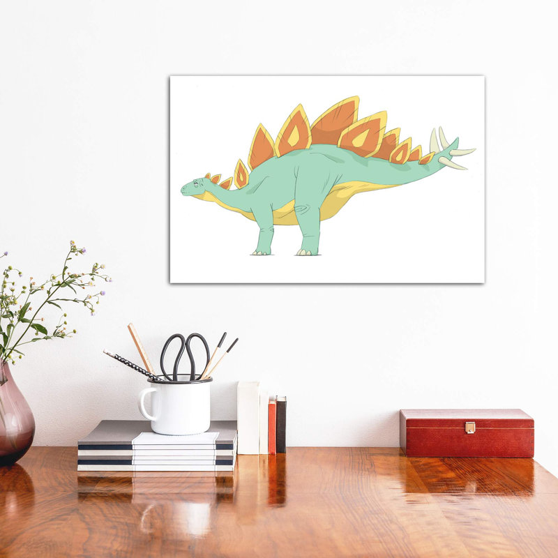 " Stegosaurus Pencil Drawing With Digital Colour " by Alice Turner, Wrapped Canvas, No Mat, 12" H x 8" W x 0.75" D