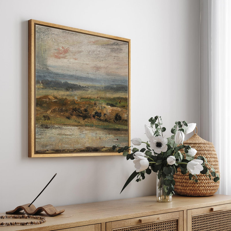 " Impressionist Countryside Rustic Farm ", Natural  Canvas, 24" H x 24" W
