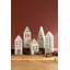 SET OF FIVE WOODEN VILLAGE - WHITEWASH