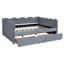 Grand lit de jour confortable en vichy avec deux tiroirs de rangement, avec port USB et adorable tissu en forme de vague-179574936-179574939