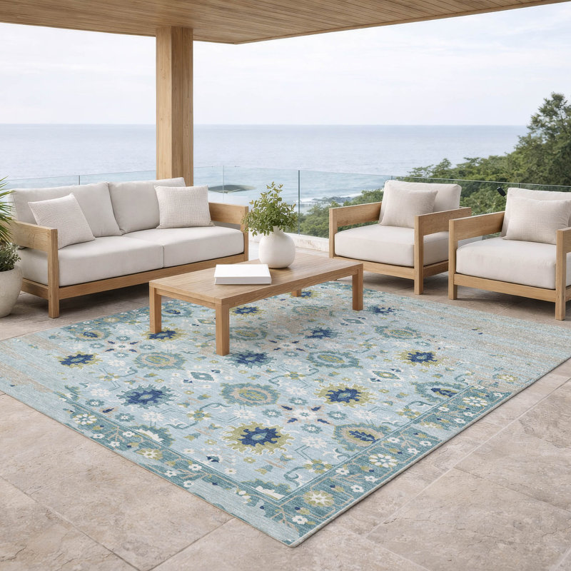 Tapis lavable à la machine intérieur / extérieur ACN2990, Ciel, 10 pi x 14 pi