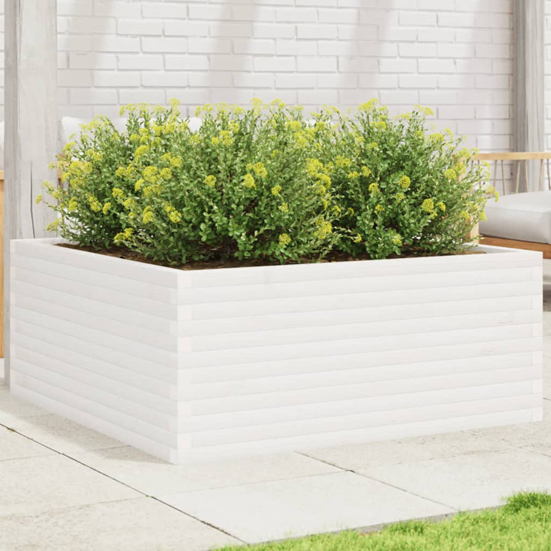 2 Wood Planter, White, 46cm H x 110cm W x 110cm D