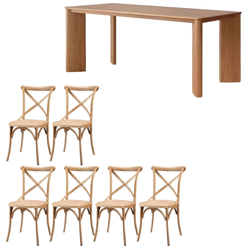 Ensemble de table de salle à manger simple en bois massif de style nordique, H 29,5 po x L 70,8 po x l 31,4 po