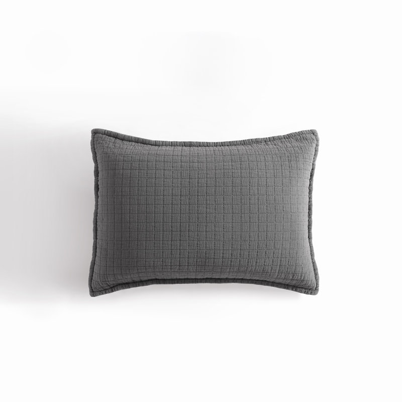 Calvin Klein Essential Garment Washed Solid Cotton Sham Set, Queen, Dark Gray