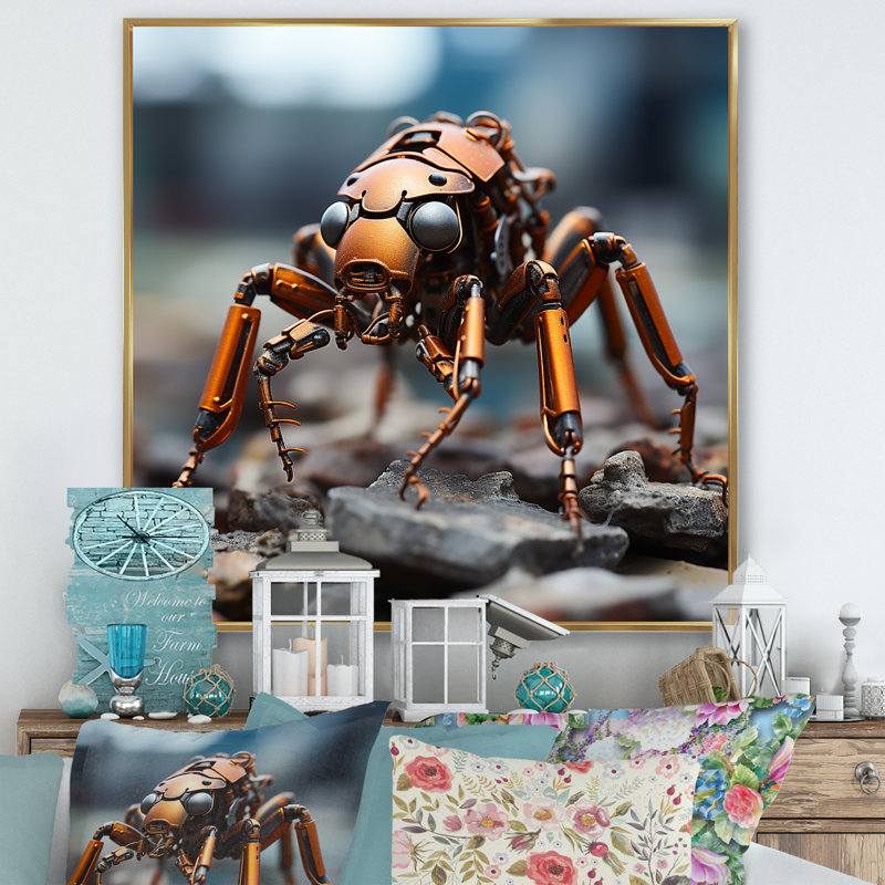 Industrial Ant Ant I sur toile, H 16 po x l 16 po x P 1 po, Cadre flottant doré