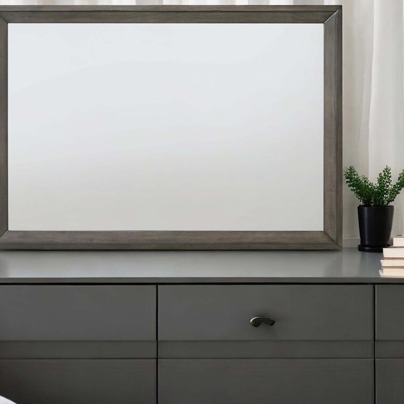 Miroir Escher, 32 po x 46 po, Gris / Chêne, Bois synthétique